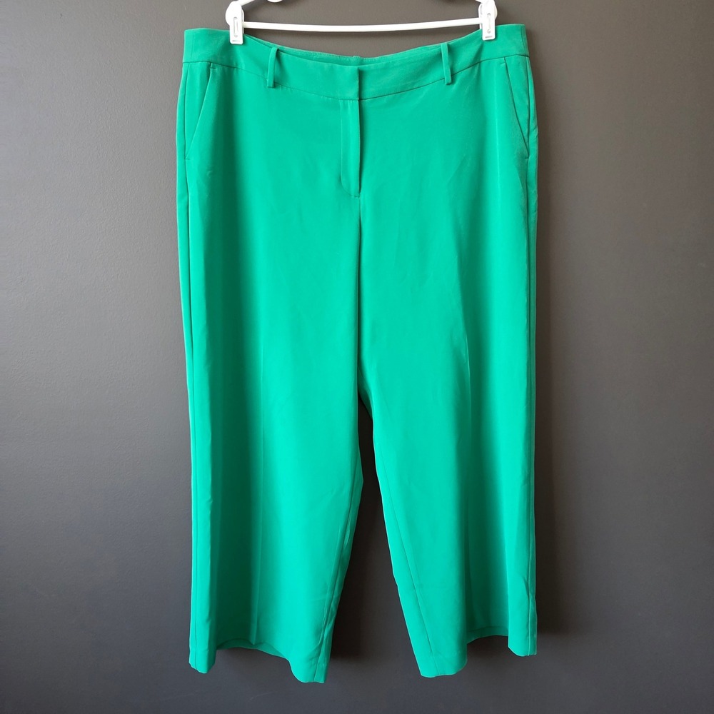 Lane Bryant Women's‎ Size 20 Short Kelly Green Wide Leg Trouser Pants Workwear